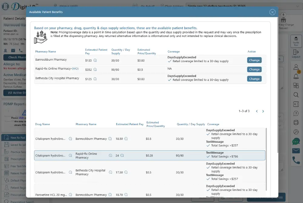 Real Time Prescription Benefit