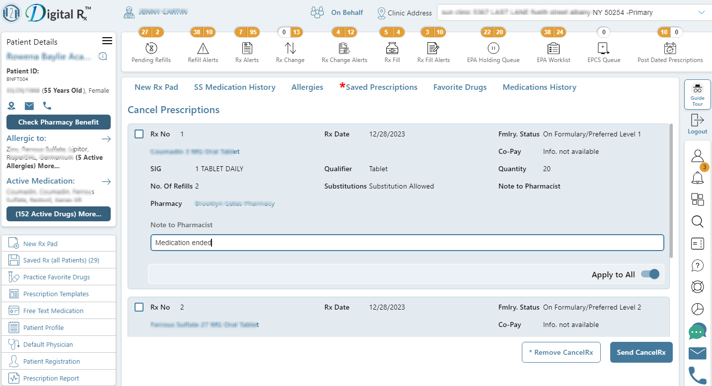 Cancel / Change Rx — product screenshot