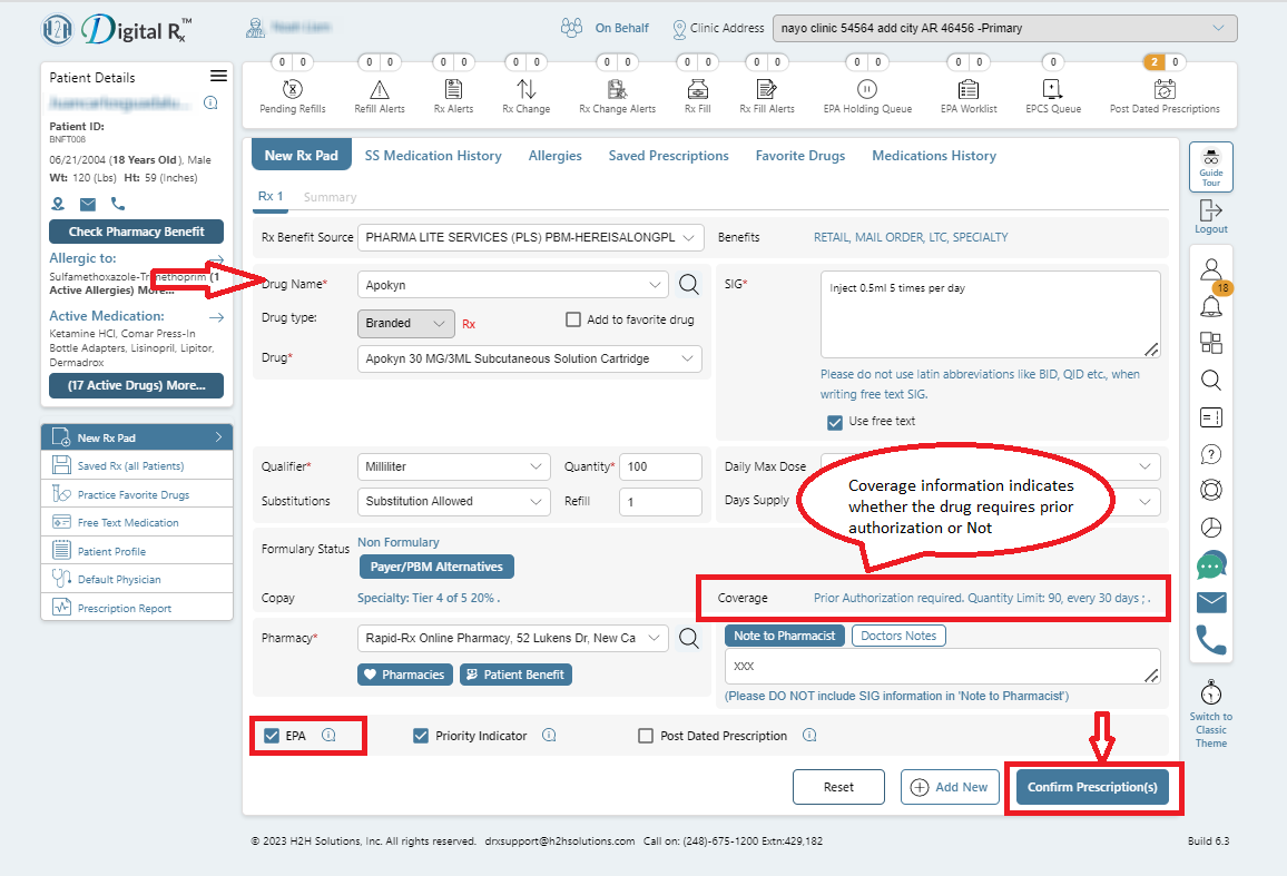 ePA request — product screenshot