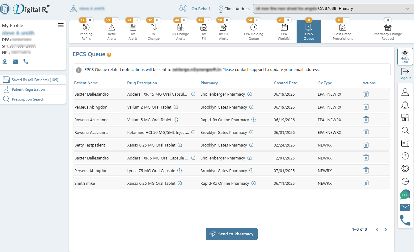 EPCS queue — product screenshot