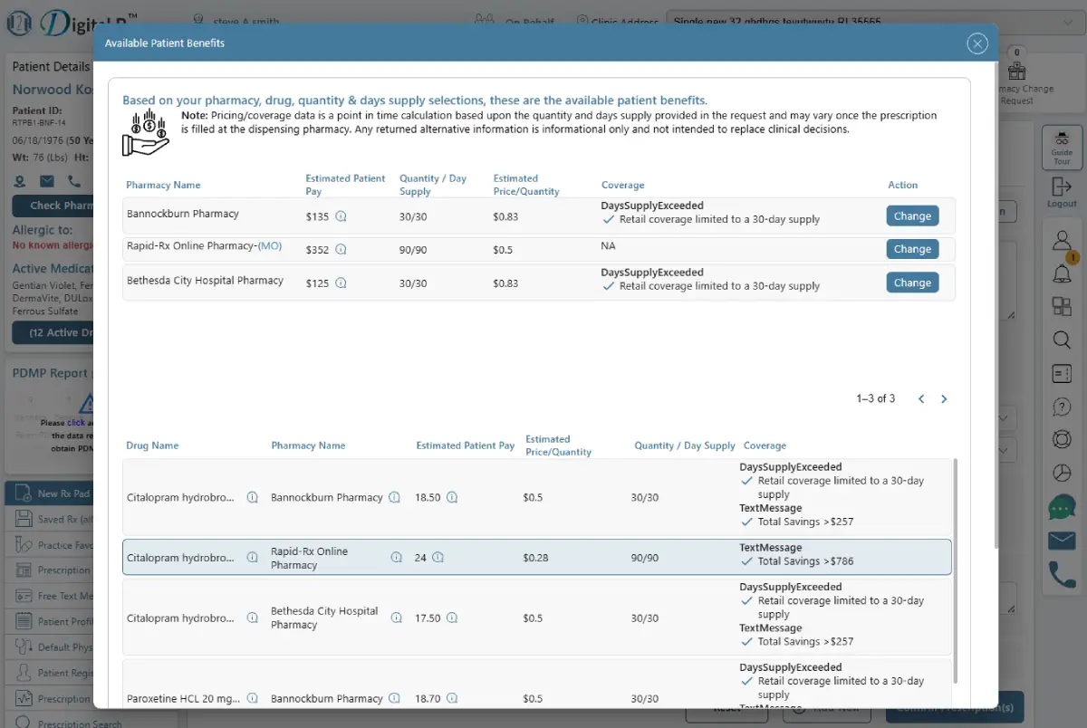 Real Time Prescription Benefit