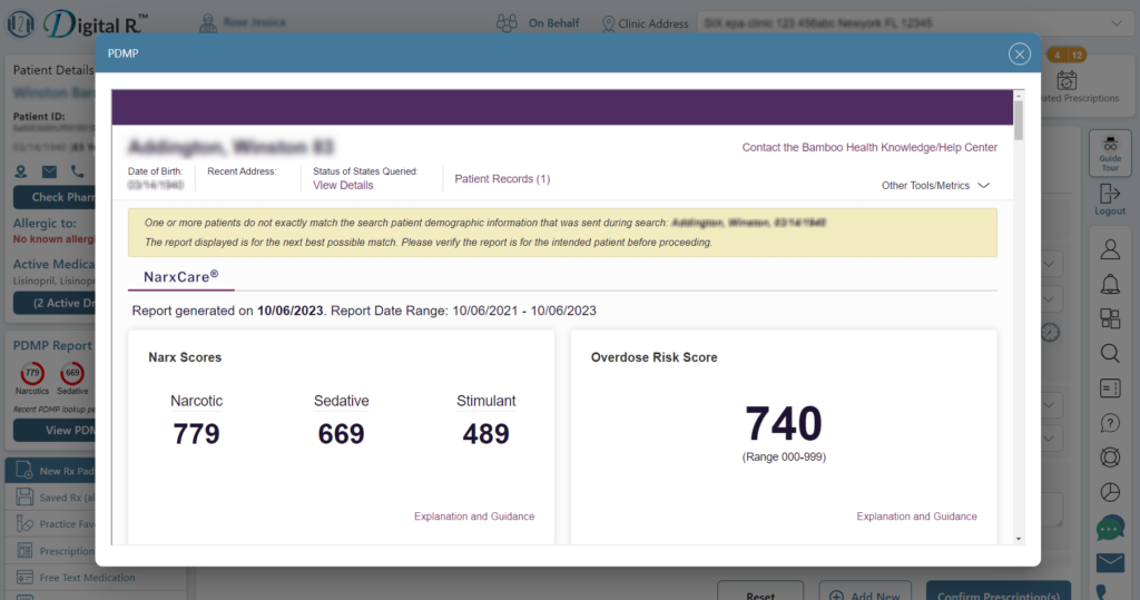 PDMP lookup — product screenshot