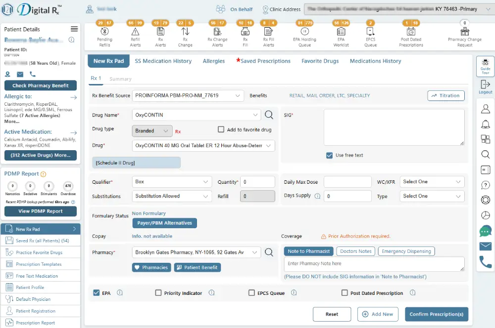 Digital Rx Prescription Screen